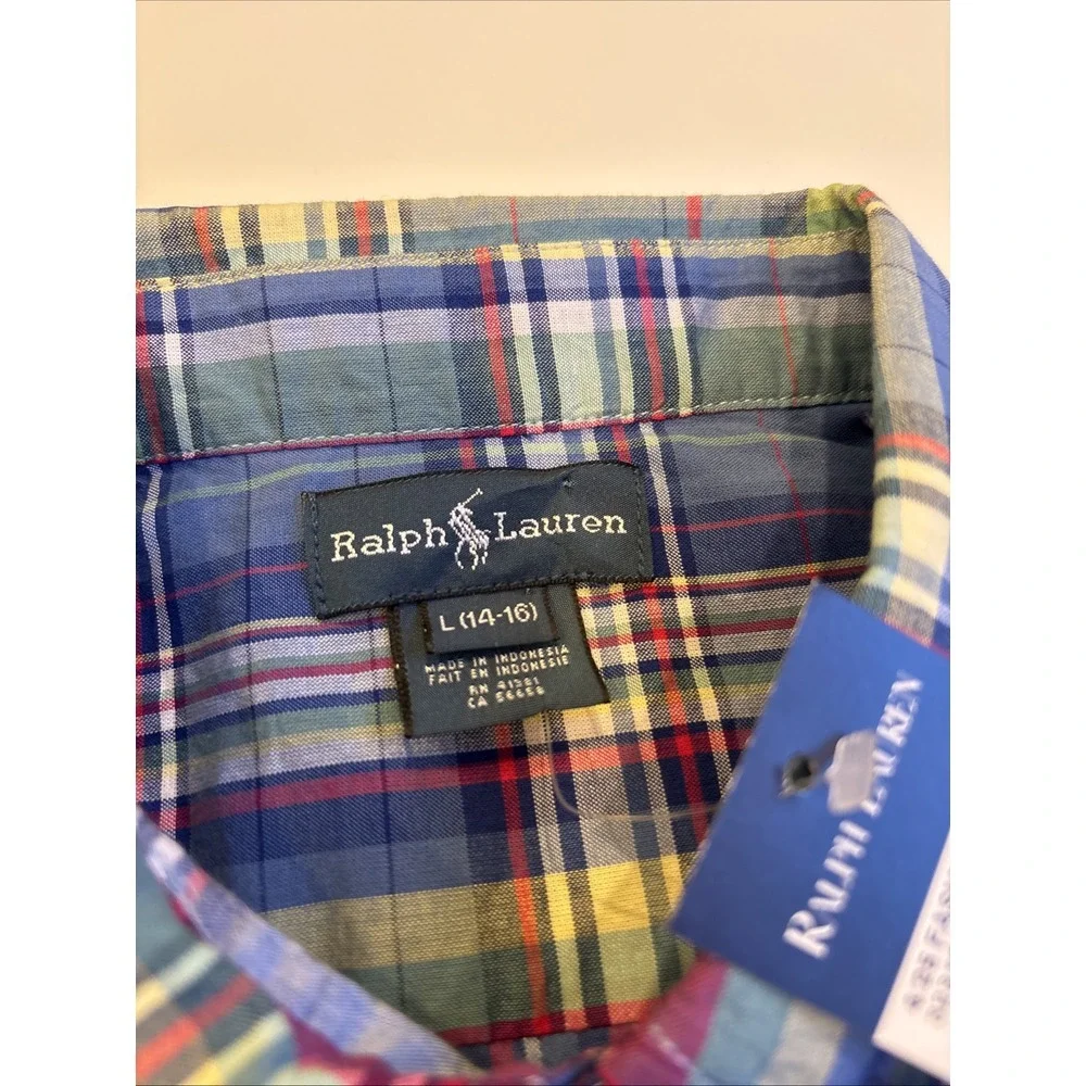 Polo Ralph Lauren‎ Madras Plaid Cotton Button Down Boy's Large(14-16)